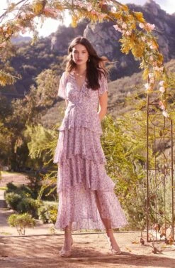 Tayla Floral Tiered Midi Dress -Outlet Cozi Luxe Store 23 01 19 ASTR WEDDING40811