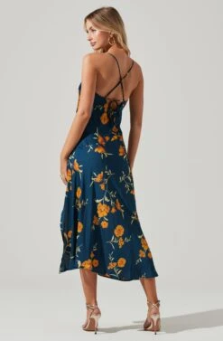 Gaia Floral Midi Dress -Outlet Cozi Luxe Store ACDR100133D DARKTEAL GOLDFRL 6