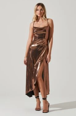 Gaia Metallic Midi Dress 11 Gaia Metallic Midi Dress -Outlet Cozi Luxe Store ACDR100133K BRONZE 2