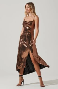 Gaia Metallic Midi Dress 10 Gaia Metallic Midi Dress -Outlet Cozi Luxe Store ACDR100133K BRONZE 3