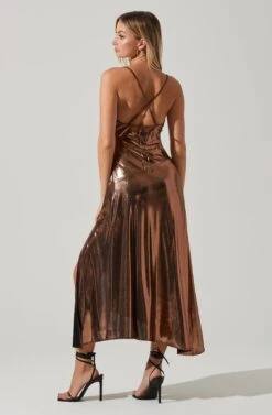 Gaia Metallic Midi Dress 13 Gaia Metallic Midi Dress -Outlet Cozi Luxe Store ACDR100133K BRONZE 6