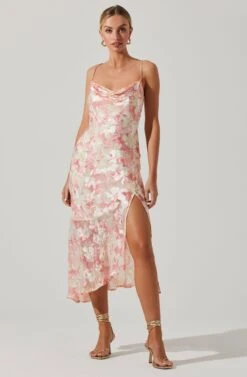 Gaia Floral Burnout Midi Dress -Outlet Cozi Luxe Store ACDR100133SB PINKBURNOUT 2