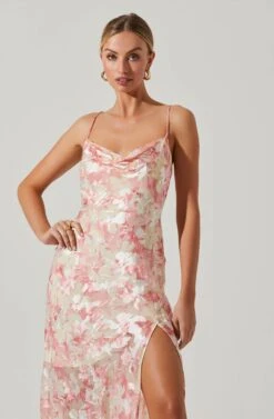 Gaia Floral Burnout Midi Dress -Outlet Cozi Luxe Store ACDR100133SB PINKBURNOUT 3