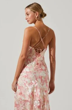Gaia Floral Burnout Midi Dress -Outlet Cozi Luxe Store ACDR100133SB PINKBURNOUT 5