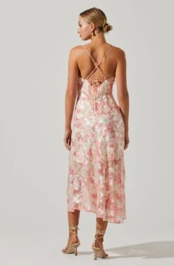 Gaia Floral Burnout Midi Dress -Outlet Cozi Luxe Store ACDR100133SB PINKBURNOUT 6