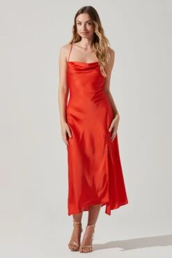 Gaia Midi Dress -Outlet Cozi Luxe Store ACDR100133S TANGERINE 0616