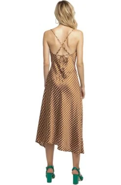 Cowl Strappy Dress -Outlet Cozi Luxe Store ACDR100133 CARAMEL DOT 03