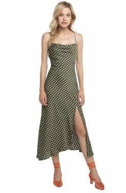 Cowl Strappy Dress -Outlet Cozi Luxe Store ACDR100133 GREEN DOT 01