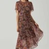 Mirella Floral Midi Dress -Outlet Cozi Luxe Store ACDR100436DS ORANGEPURPLEFLORAL 2