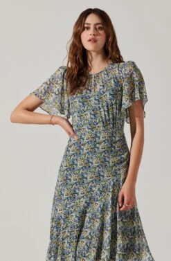 Mirella Floral Midi Dress -Outlet Cozi Luxe Store ACDR100436 BLACKBLUEFLORAL 5