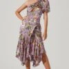 Santorini Floral One Shoulder Midi Dress