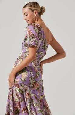Santorini Floral One Shoulder Midi Dress -Outlet Cozi Luxe Store ACDR100550SB LILACMULTIFLORAL 4