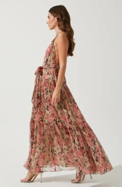 Eartha Floral Maxi Dress -Outlet Cozi Luxe Store ACDR100834B TAUPE PINKFLORAL 3