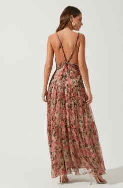 Eartha Floral Maxi Dress -Outlet Cozi Luxe Store ACDR100834B TAUPE PINKFLORAL 4