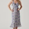 Wildflower Ruffle Cutout Midi Dress 1 Wildflower Ruffle Cutout Midi Dress -Outlet Cozi Luxe Store ACDR100906 PURPLEBLUEFLORAL 2