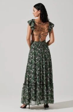 Primrose Floral Strappy Back Maxi Dress -Outlet Cozi Luxe Store ACDR101176 BLACKPURPLEFLORAL 5