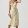 Sandrine Floral Halter Midi Dress -Outlet Cozi Luxe Store ACDR101203B CREAMYELLOWFLORAL 0112