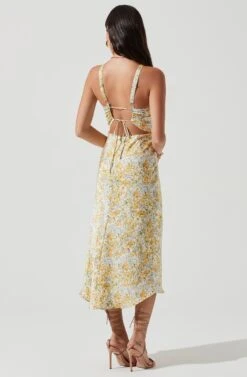Sandrine Floral Halter Midi Dress -Outlet Cozi Luxe Store ACDR101203B CREAMYELLOWFLORAL 0123