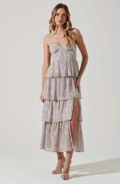 Midsummer Floral Tiered Maxi Dress -Outlet Cozi Luxe Store ACDR101226B LAVENDERYELLOWFLR 1