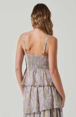 Midsummer Floral Tiered Maxi Dress -Outlet Cozi Luxe Store ACDR101226B LAVENDERYELLOWFLR 5