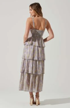Midsummer Floral Tiered Maxi Dress -Outlet Cozi Luxe Store ACDR101226B LAVENDERYELLOWFLR 6