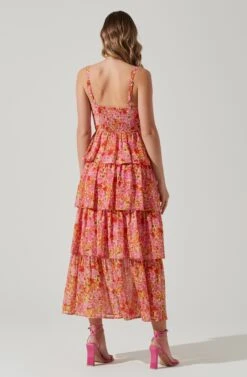 Midsummer Floral Tiered Maxi Dress -Outlet Cozi Luxe Store ACDR101226B MAGENTAYELLOWFLRL 6