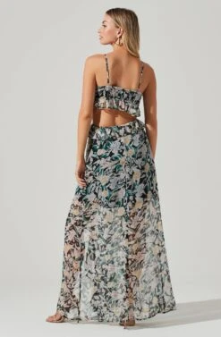Palace Floral Cutout Ruffle Maxi Dress 19 Palace Floral Cutout Ruffle Maxi Dress -Outlet Cozi Luxe Store ACDR101252 BLACKMULTIFLORAL 04281