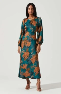 Quinn Floral Cutout Midi Dress 21 Quinn Floral Cutout Midi Dress -Outlet Cozi Luxe Store ACDR101358 GREENRUSTFLORAL 2021