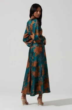 Quinn Floral Cutout Midi Dress 26 Quinn Floral Cutout Midi Dress -Outlet Cozi Luxe Store ACDR101358 GREENRUSTFLORAL 2033