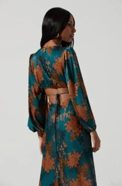 Quinn Floral Cutout Midi Dress 25 Quinn Floral Cutout Midi Dress -Outlet Cozi Luxe Store ACDR101358 GREENRUSTFLORAL 2036