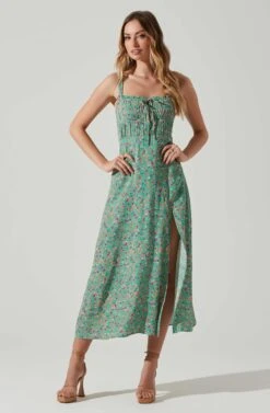 Elsie Floral Midi Dress -Outlet Cozi Luxe Store ACDR101374V GREENMAGENTADITSY 1