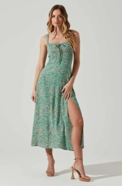 Elsie Floral Midi Dress -Outlet Cozi Luxe Store ACDR101374V GREENMAGENTADITSY 2