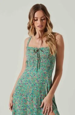 Elsie Floral Midi Dress -Outlet Cozi Luxe Store ACDR101374V GREENMAGENTADITSY 4