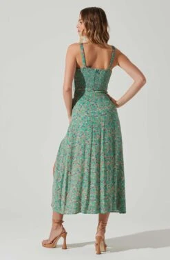 Elsie Floral Midi Dress -Outlet Cozi Luxe Store ACDR101374V GREENMAGENTADITSY 6