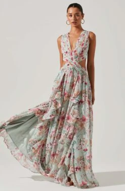 Noya Floral Cutout Maxi Dress -Outlet Cozi Luxe Store ACDR101457 AQUAPINKFLORAL 6 2