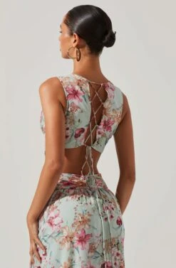 Noya Floral Cutout Maxi Dress -Outlet Cozi Luxe Store ACDR101457 AQUAPINKFLORAL 6 6