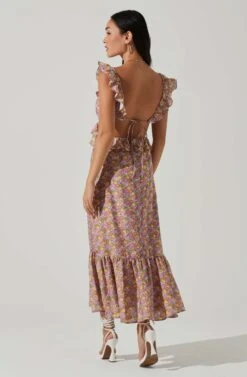 Olivette Floral Ruffle Midi Dress 11 Olivette Floral Ruffle Midi Dress -Outlet Cozi Luxe Store ACDR101511 PINKYELLOWFLORAL 5