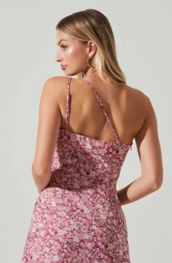 Malvina One Shoulder Floral Midi Dress -Outlet Cozi Luxe Store ACDR101528 PINKFLORAL 3