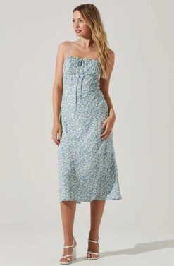 Maritza Floral Smocked Midi Dress -Outlet Cozi Luxe Store ACDR101529 BLUEMULTI 1