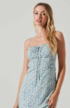 Maritza Floral Smocked Midi Dress -Outlet Cozi Luxe Store ACDR101529 BLUEMULTI 2