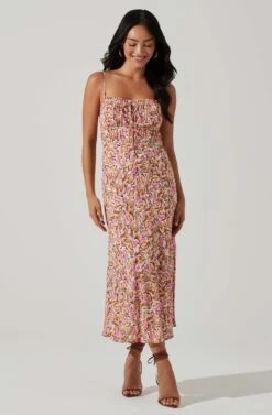 Maritza Floral Smocked Midi Dress -Outlet Cozi Luxe Store ACDR101529 COPPERLILACMULTI 2