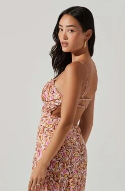 Maritza Floral Smocked Midi Dress -Outlet Cozi Luxe Store ACDR101529 COPPERLILACMULTI 4