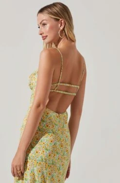 Maritza Floral Smocked Midi Dress -Outlet Cozi Luxe Store ACDR101529 YELLOWGREENDITSY 3