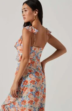 Mahalia Floral Sweetheart Ruffle Midi Dress 15 Mahalia Floral Sweetheart Ruffle Midi Dress -Outlet Cozi Luxe Store ACDR101550 BLUEORANGEFLORAL 4