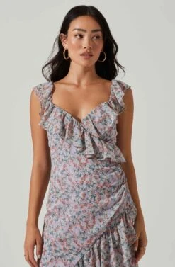 Mahalia Floral Sweetheart Ruffle Midi Dress 19 Mahalia Floral Sweetheart Ruffle Midi Dress -Outlet Cozi Luxe Store ACDR101550 LILACORANGEFLORAL 2