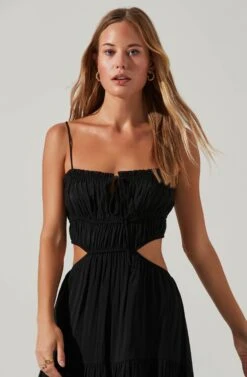 Odina Smocked Cutout Tiered Maxi Dress 21 Odina Smocked Cutout Tiered Maxi Dress -Outlet Cozi Luxe Store ACDR101551S BLACK 3