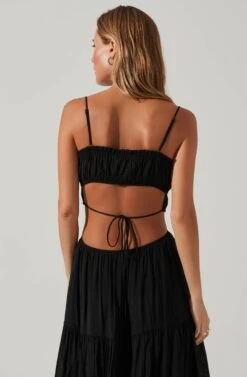 Odina Smocked Cutout Tiered Maxi Dress 22 Odina Smocked Cutout Tiered Maxi Dress -Outlet Cozi Luxe Store ACDR101551S BLACK 4