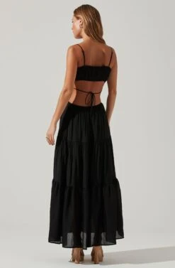 Odina Smocked Cutout Tiered Maxi Dress 23 Odina Smocked Cutout Tiered Maxi Dress -Outlet Cozi Luxe Store ACDR101551S BLACK 5