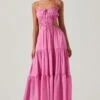 Odina Smocked Cutout Tiered Maxi Dress -Outlet Cozi Luxe Store ACDR101551S PINK 1