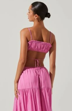 Odina Smocked Cutout Tiered Maxi Dress 17 Odina Smocked Cutout Tiered Maxi Dress -Outlet Cozi Luxe Store ACDR101551S PINK 5